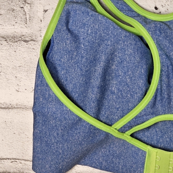 Champion Blue Sports Bra with Green Trim - Picture 6 of 7